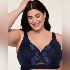 *NEW* 50B Cacique Navy Lace-Front Comfort Bliss Bra